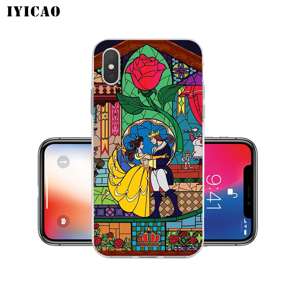 Мягкий силиконовый чехол для телефона IYICAO Beauty Beast Rose Princess iPhone X XR XS MAX 6 6s 7 8 Plus 5 5S SE