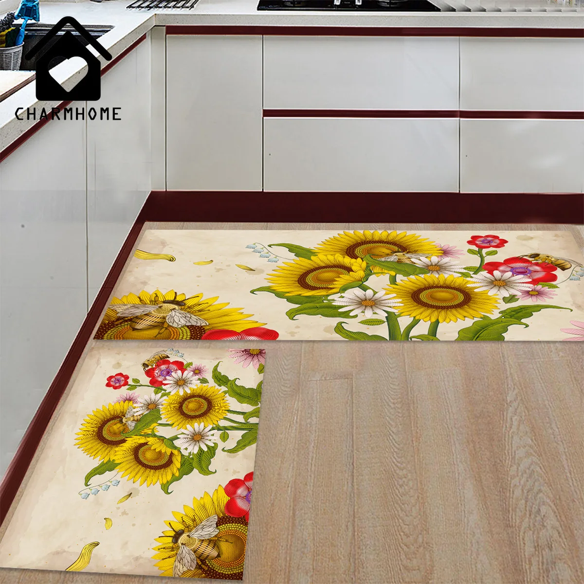 CHARMHOME 2 шт./компл. Би Подсолнух длинный кухонный коврик для ванной ковер напольные