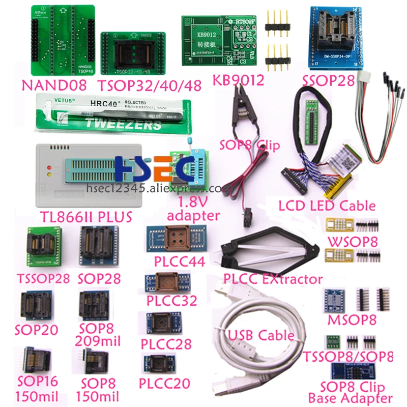 Xgecu оригинальный tl866ii плюс универсальный программатор NAND TSOP48 адаптер SOP8 зажим