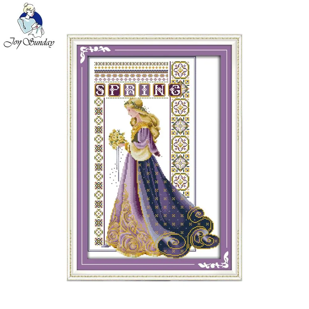Joy Sunday Flower fairy серия Набор для вышивки крестом 11CT печатная ткань 14CT холст DMC Вышивка крестом с фабрики