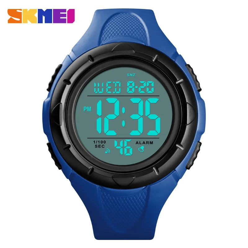 Blue SKMEI Брендовые спортивные цифровые часы для улицы, мужские часы, простые 5 бар, водонепроницаемый светильник, дисплей, будильник, часы, montre homme, мужские 1535 - Цвет: Blue