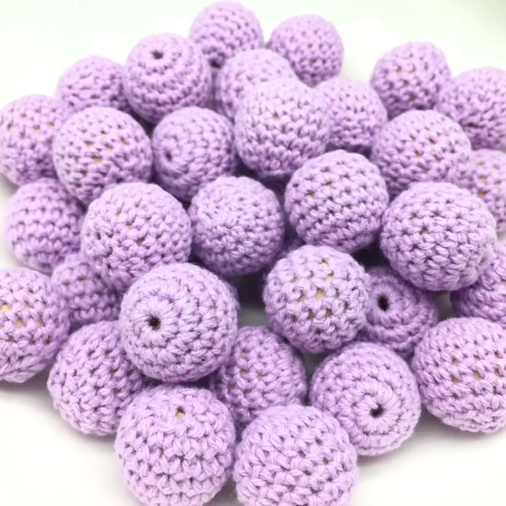 Lavender 20 шт 16 мм Красочные вязаные деревянные бусины высокого качества детские принадлежности для кормления безопасные натуральные нетоксичные бусины для рукоделия - Цвет: Lavender
