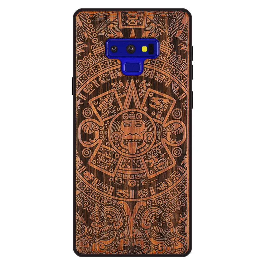 Резной деревянный чехол для samsung Galaxy note 9 противоударный чехол TPU бампер чехол для samsung note 9 чехол деревянный футляр Note9