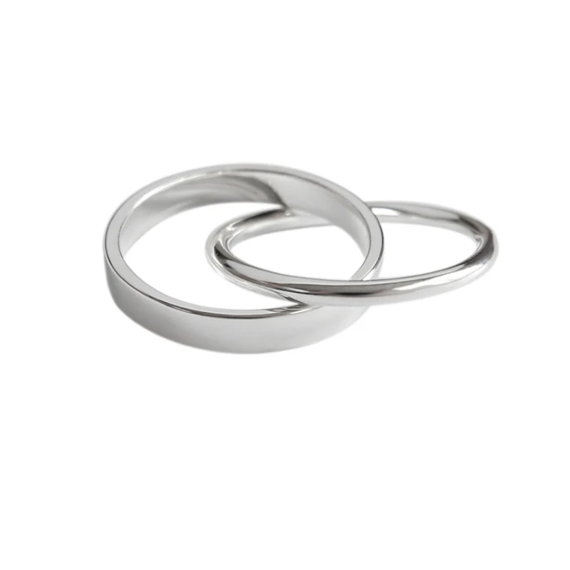 Silver F.I.N.S 925 пробы Серебряное кольцо на палец двойные круговые Скрещенные кольца для женщин новые трендовые модные минималистичные ювелирные изделия - Цвет основного камня: Silver