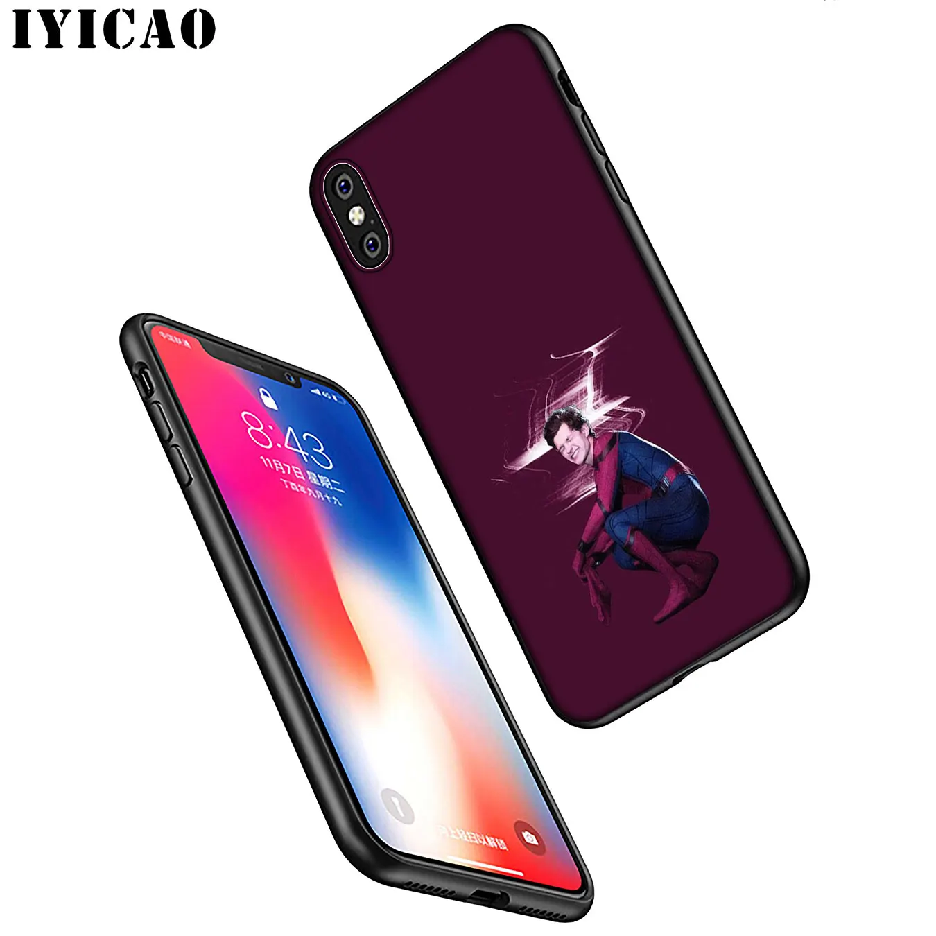 IYICAO Мягкий силиконовый чехол для iPhone XR X XS 11 Pro Max 6 6S 7 8 Plus 5 5S SE TPU черный |