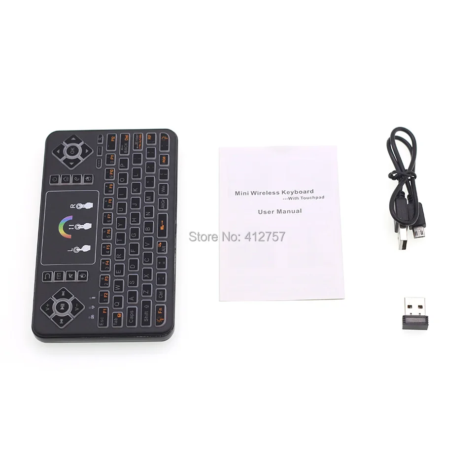 

[100pcs] Q9 RGB Backlit 2.4G Mini Wireless Keyboard Air Mouse with Touchpad for Android TV Box, Mini PC, Projectors, Laptops