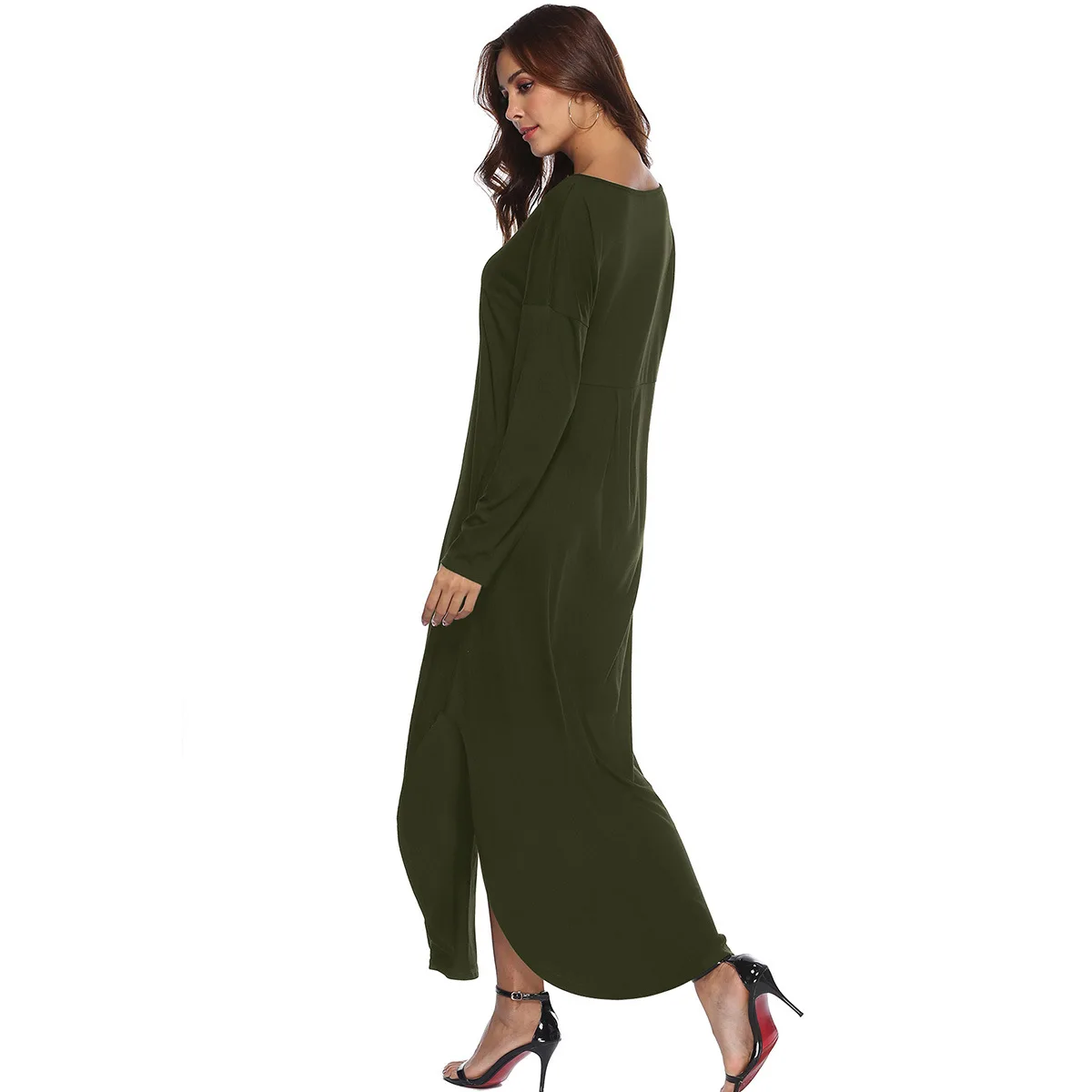 

woman dress fashion new ladies long sleeves autumn fall winter pockets female womans clothing elegant dresses aesthetic