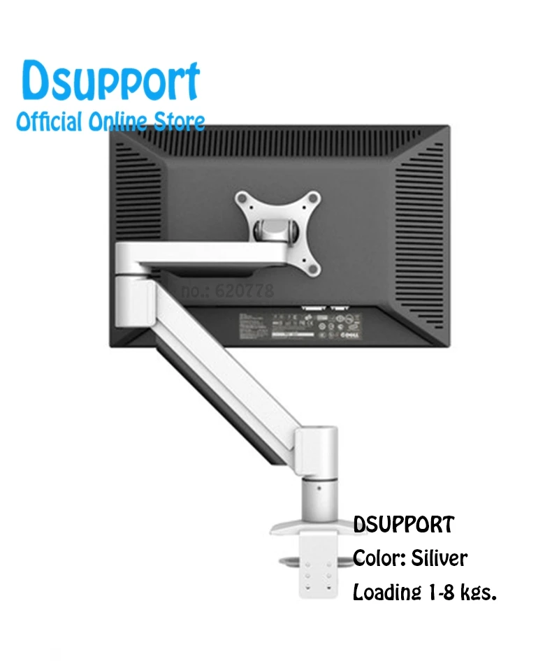 Siliver for 1-8 kgs Сверхдолговечный настольный монитор крепление подшипника шарнирный поворотный рычаг полное движение 1"-32" ЖК-светодиодный держатель для монитора загрузка 8-16 кг H200S - Цвет: Siliver for 1-8 kgs