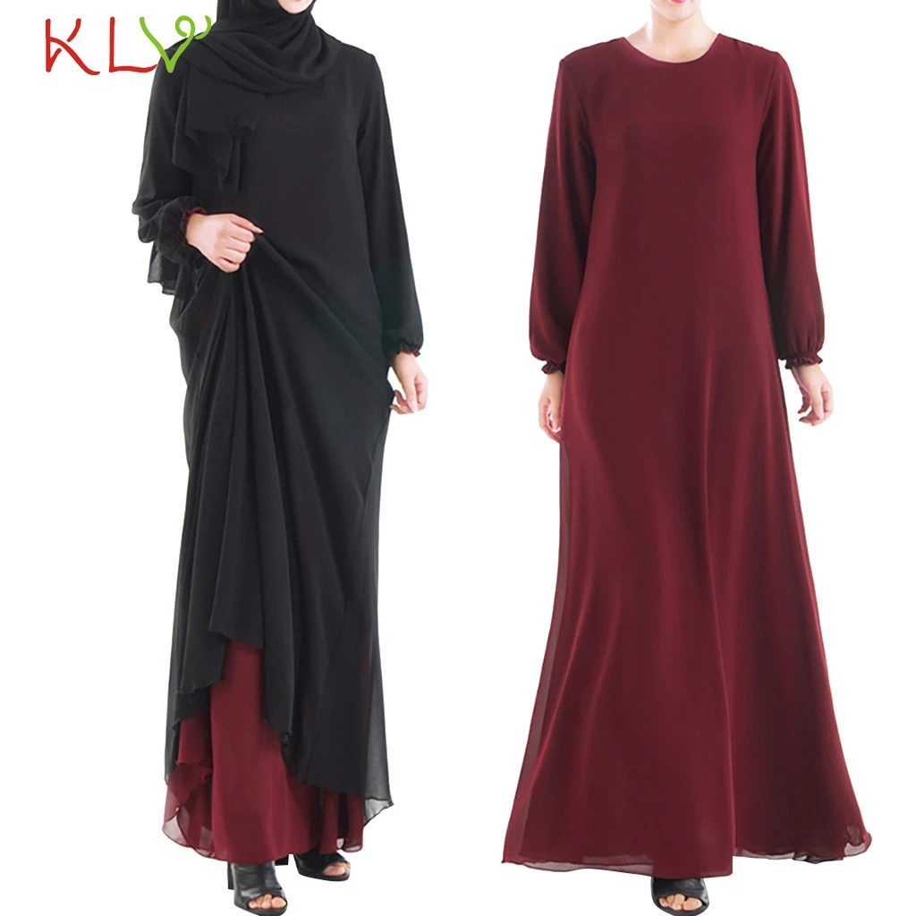 Женское платье с длинным рукавом Abaya мусульманское в Дубае вечернее летние