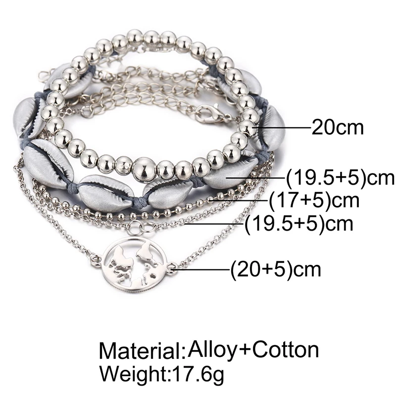 Богемный сплав Ретро Модный чехол 8 слов карта браслет цепочка с бусинами набор