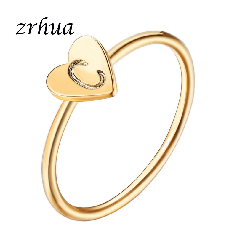 ZRHUA модные золотые Цвет сердца и буквы кольца для женщин сделай сам чехол с