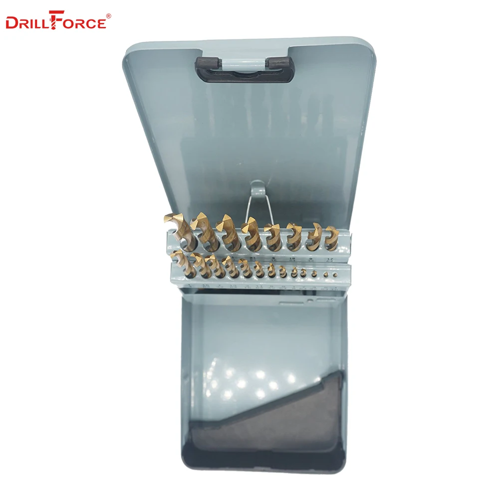 Drillforce 21 шт. 1/16 &quot 3/8&quot HSS Twist с титановым покрытием ручное сверло