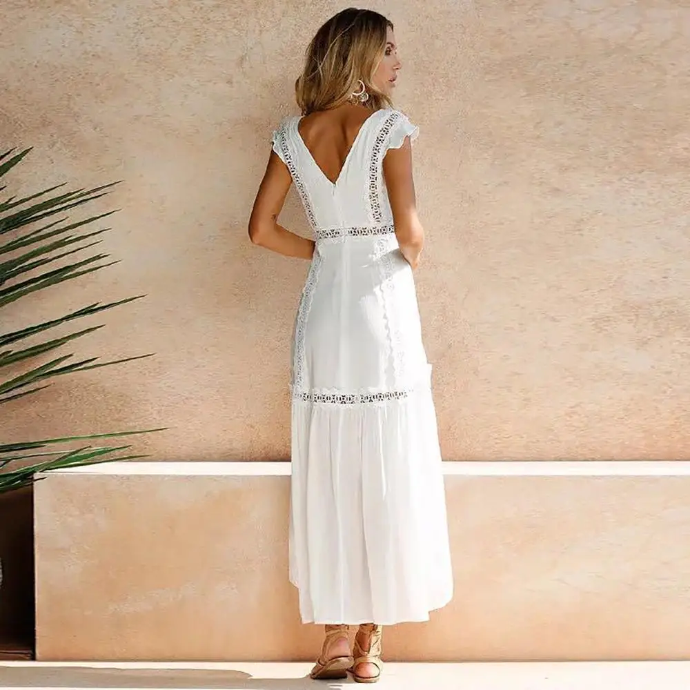 Modecrash женский сексуальный белый v образный вырез выдалбливают сарафан 2019 новые