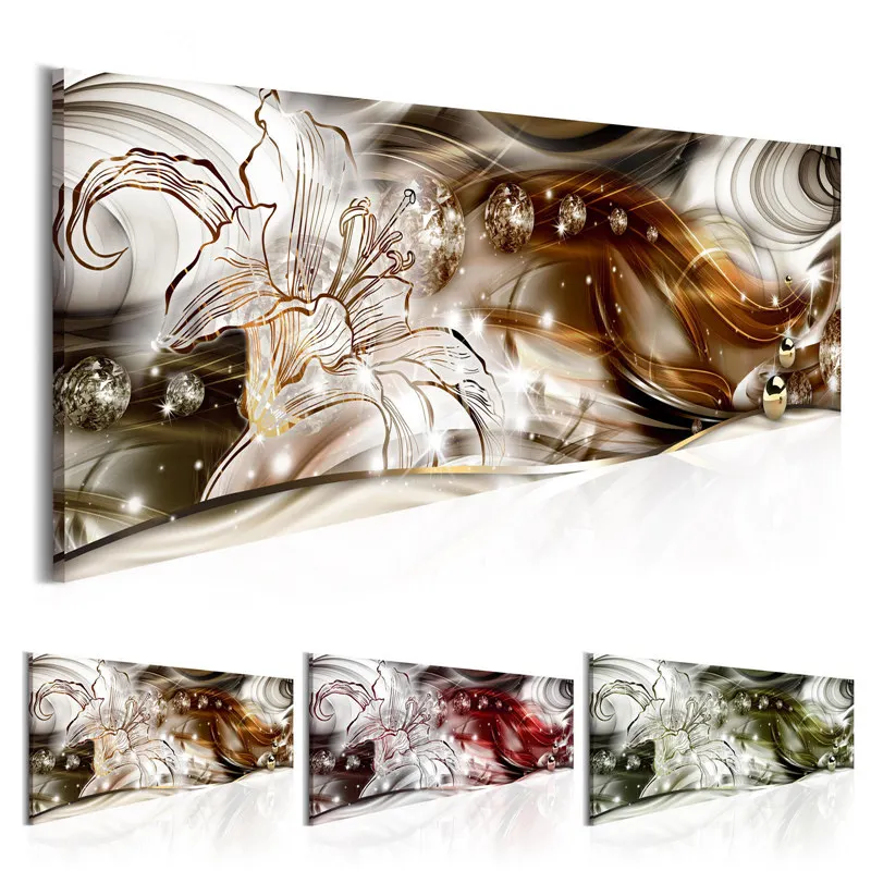 

Postoral Abstract Canvas Painting Lilies Flowers Posters and Prints Lines Wall Art Modern Pictures for Living Room Office Decor