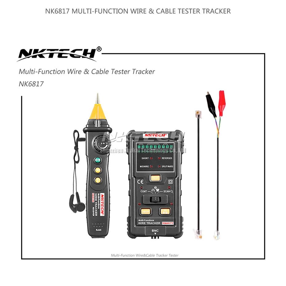 Кабельный тестер NKTECH NK6817 для обнаружения телефонных кабелей LAN RJ45 RJ11 BNC STP UTP