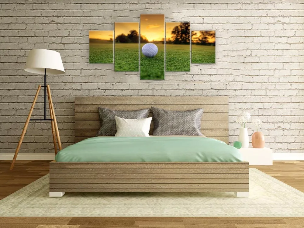 5 Pieces Modern Canvas Wall Art Golf Backgrounds Painting Posters and Artwork HD Prints Pictures Decor for Living Room Framed | Дом и сад