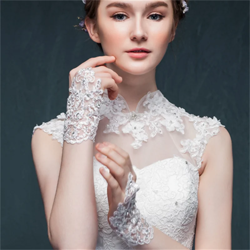 Короткие Свадебные перчатки в наличии красные белые цвета слоновой кости