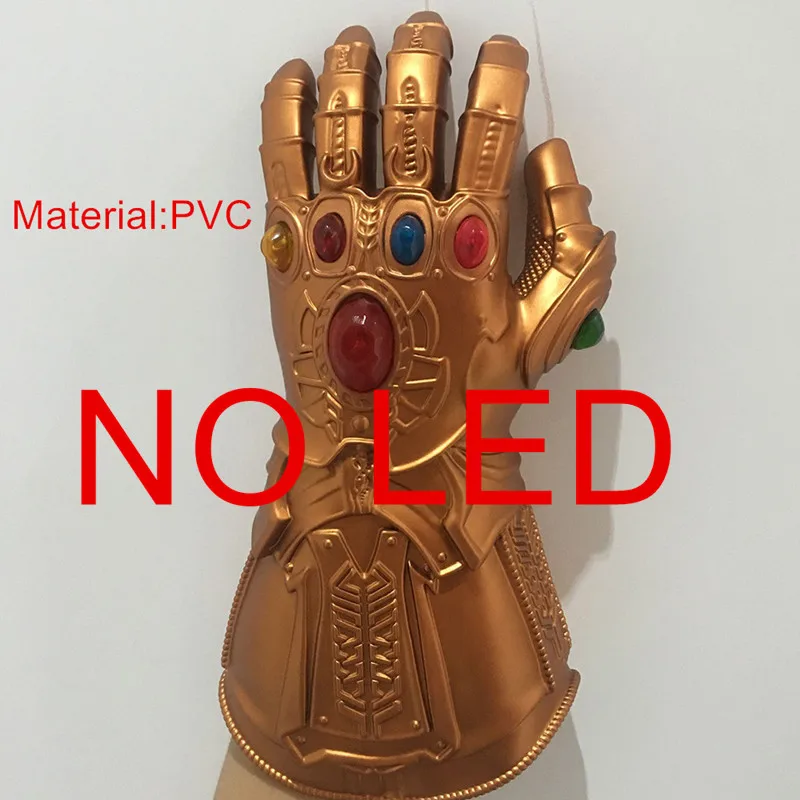 PVC Glove NO LED Танос Gauntlet Халк косплей перчатки руки маска супергероя Хэллоуин вечерние реквизит - Цвет: PVC Glove NO LED