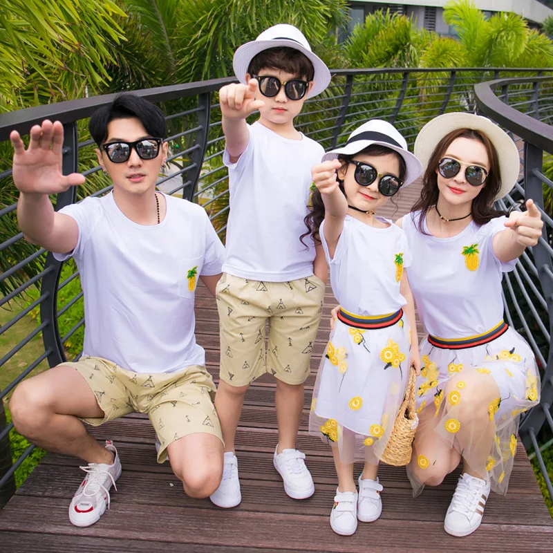 

Family Look Mother Daughter t-shirt+Skirt Summer Family Matching Outfits Short-sleeve Family clothing sets Father Boy Clothes