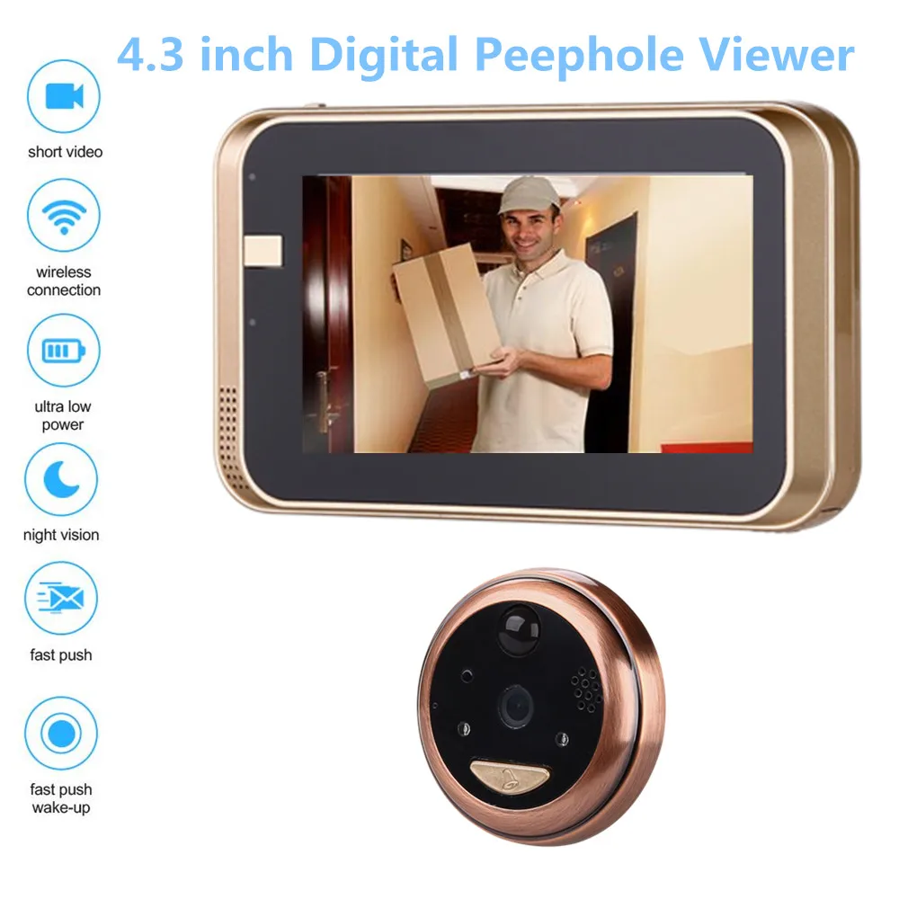 4 3 дюймовый глазок WiFi 720P дверной звонок с камерой приложение для внутренней связи