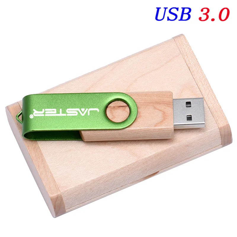 JASTER USB 3,0 Пользовательский логотип цветной металл+ клен дерево usb флеш-накопитель 4 ГБ 8 ГБ 16 ГБ 32 ГБ 64 ГБ 128 ГБ wediing personal - Цвет: Green