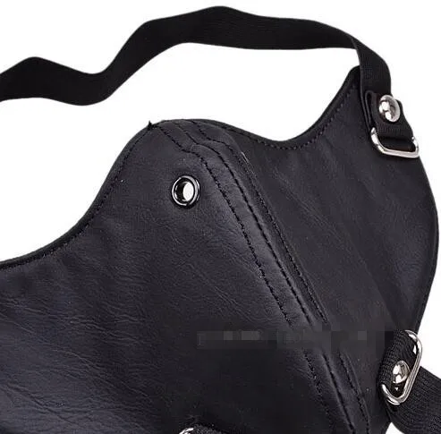 

Men womens hip-hop leather masks boys girls club party Rock and roll breathable motorbycle riding mouth-muffle R699