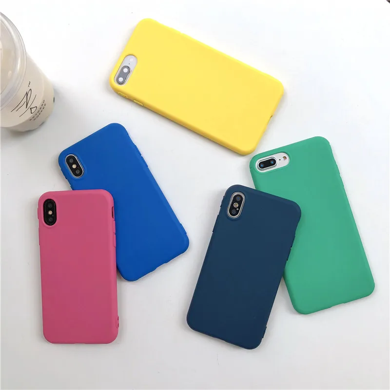 Для iPhone X XR XS MAX Cute candy color Чехол Мягкий ТПУ силиконовый чехол для телефона 5 5S SE 6 S 7 8