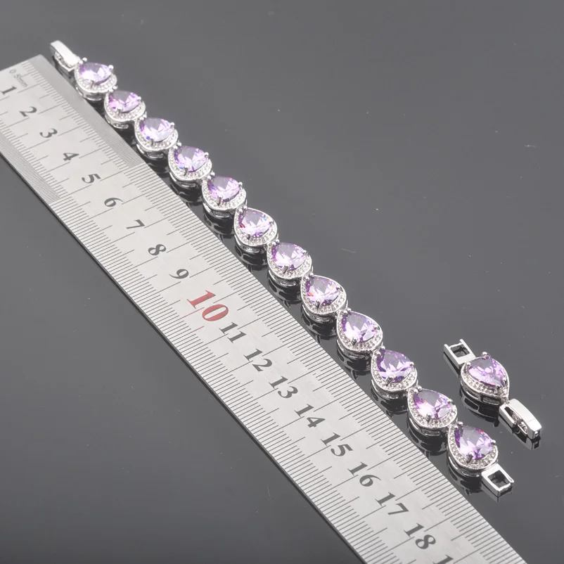 В форме капель воды фиолетовый кристалл белый CZ 925 серебро женские свадебные