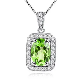 Pendant with Chain Almei натуральный драгоценный камень Зеленый Перидот крюк серьги женские подвеска ореол ожерелье чистое серебро 925 Ювелирные наборы с коробкой FT001 - Цвет камня: Pendant with Chain