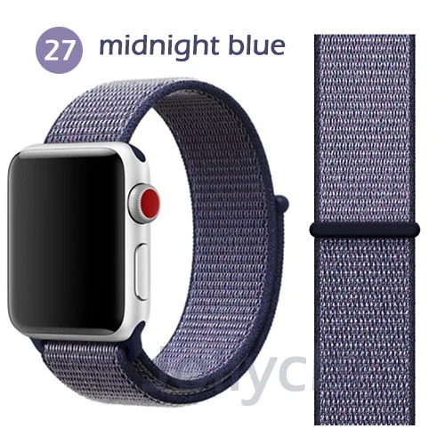 Дышащая повязка для apple Watch Series 4 3/2/1 полосы 38 мм 42 мм нейлоновая мягкая сменная Спортивная петля для iwatch 4 3 2 1 40 мм 44 мм - Цвет ремешка: midnight blue
