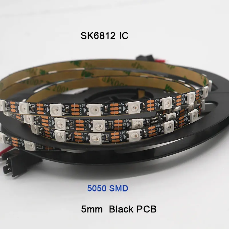 5mm 5050 Black 60led 1 м DC5V 4 мм/5 мм/7 мм PCB прибор приемно-SK6812 5050 SMD 3535 RGB гибкий светодиодный полосы 60/144 пикселей/м IP30 светодиодный полосы - Испускаемый цвет: 5mm 5050 Black 60led