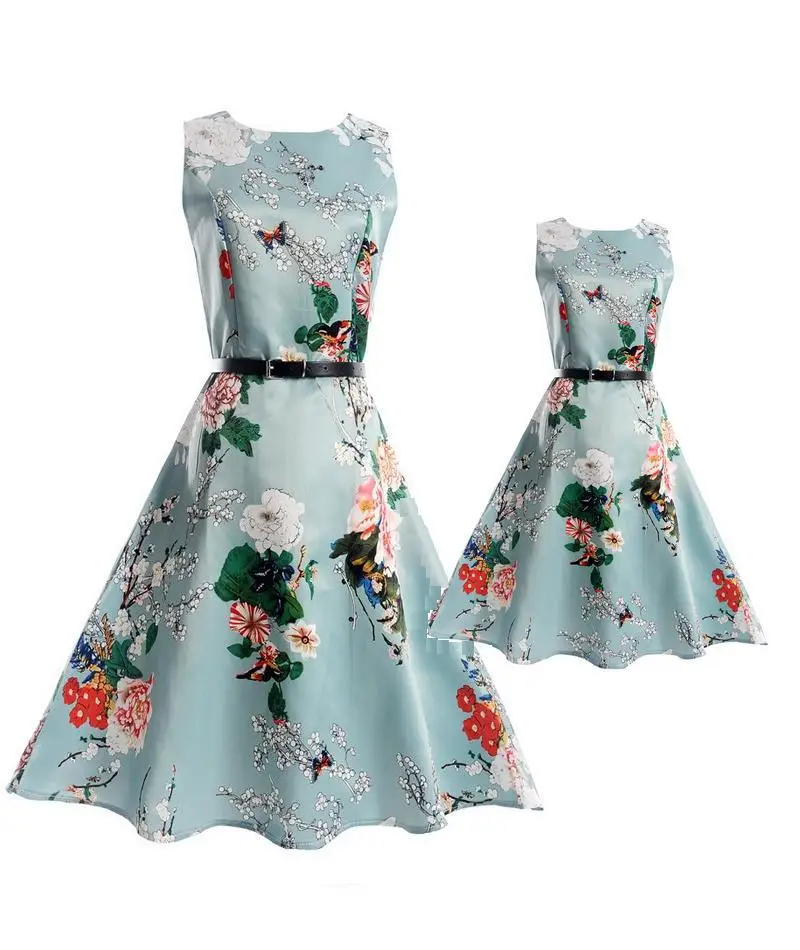 family matching clothes mother daughter dresses big sister little baby girl fashion summer clothing print floral casual | Мать и ребенок