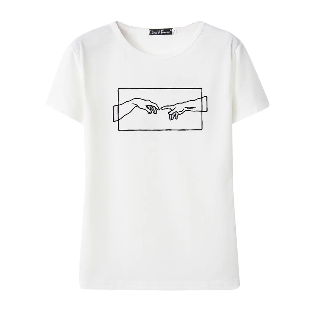 Женская футболка с модным принтом Tumblr черная и белая хлопковая графическим в