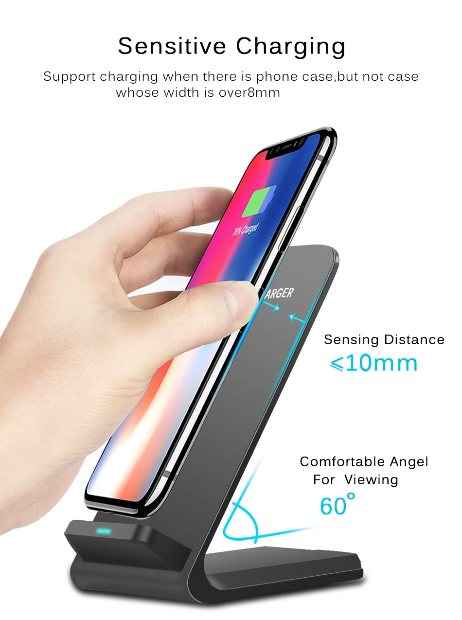 Wireless Charger For iPhone XS Max XR X 8 For Samsung S9 S8 S7 Xiaomi mix 2s Fast Wireless Charging Docking Dock Station