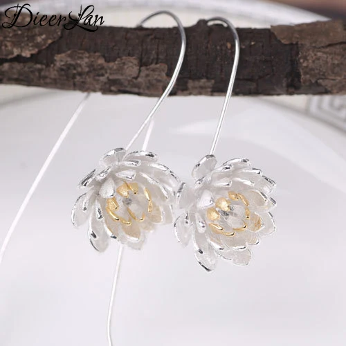 Women's Fashion Jewelry: Long Flower Earrings crafted in 925 Sterling Silver - Perfect for Stylish Sterling-Silver-Jewelry Lovers - Pendientes image 2
