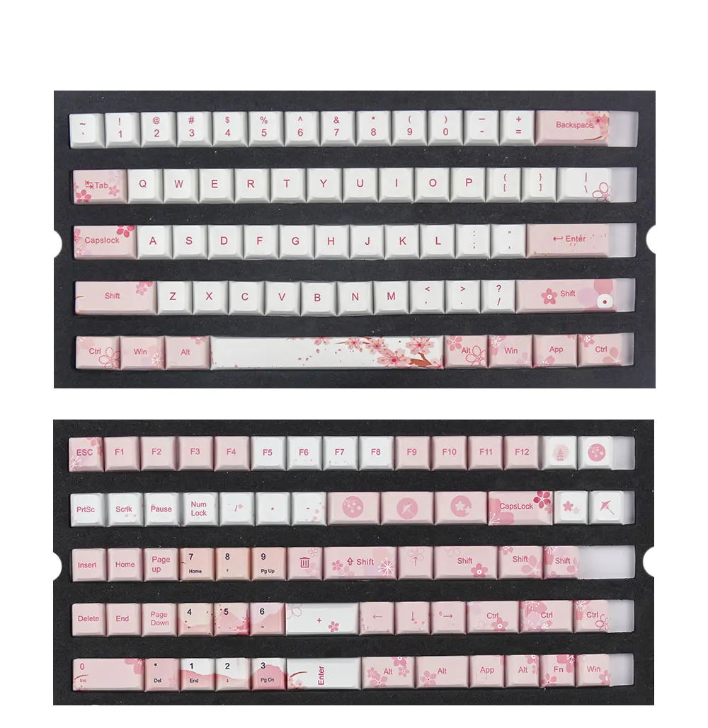 Kbdfans Новое поступление пять поверхностных сублимации sakura keycaps 126 клавиш для механической клавиатуры mx cherry switch