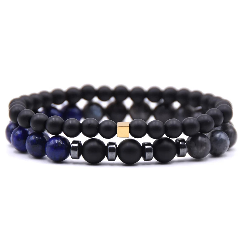 2 шт./компл. браслет мужской роскошный новый модный с бусинами из драгоценных