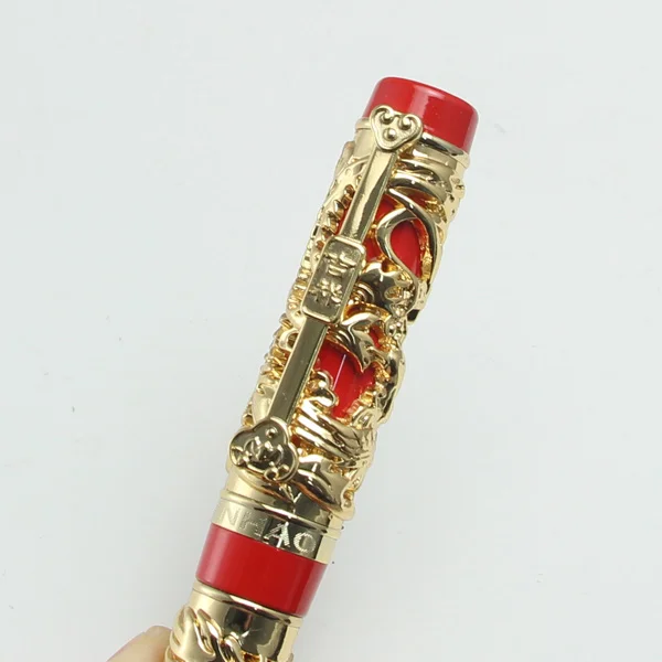 Новейший дизайн Jinhao шариковая ручка с драконом и Фениксом серебристо серого