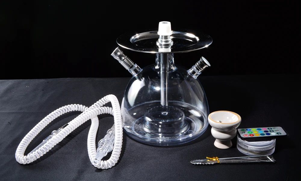 Акриловый кальян набор светодиодный свет кальяна с Sheesha керамическая чаша пластиковый шланг металлический уголь щипцы Водопроводные Трубы Narguile аксессуары