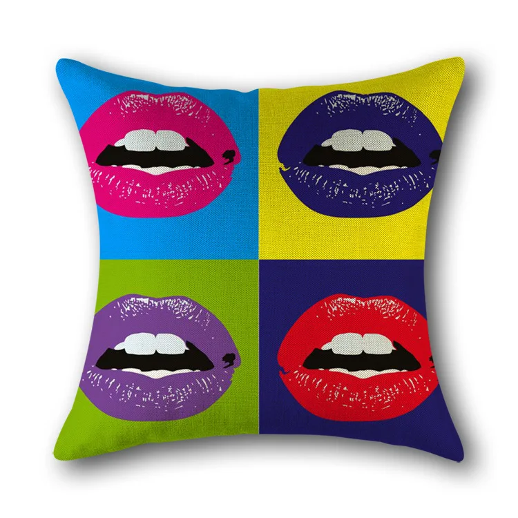 Красочные модные чехлы для подушек в стиле поп арт с изображением женщин губ
