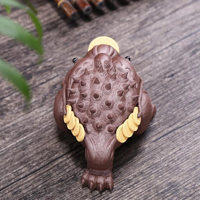 

Yixing Boutique Purple Clay Gold Toad Tea Pet Lucky Feng Shui Home Decoration Ceramic Figurine Crafts Tea Accessories Ornaments