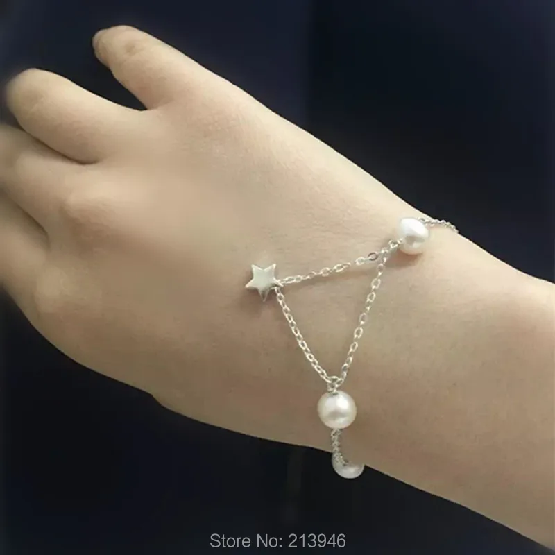 Оригинальный дизайн/звезда съемки/серебро 925 пробы натуральный 8 мм жемчужный