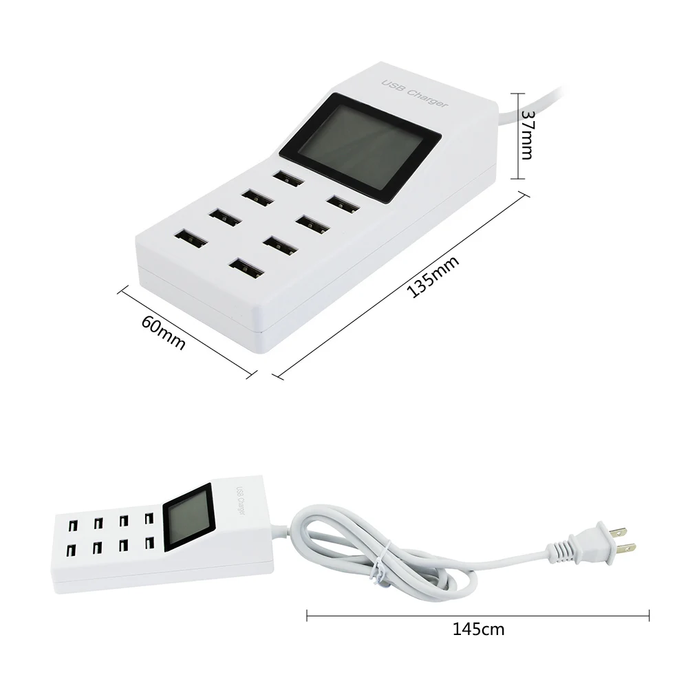 8 USB портов США ЕС мульти зарядное устройство с ЖК экраном смарт для oneplus 5 3t Huawei P10 MI