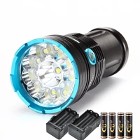 led flashlight 6000 lumen high power torch 12 x xm l t6 camping waterproof lamp 418650 battery 2charger