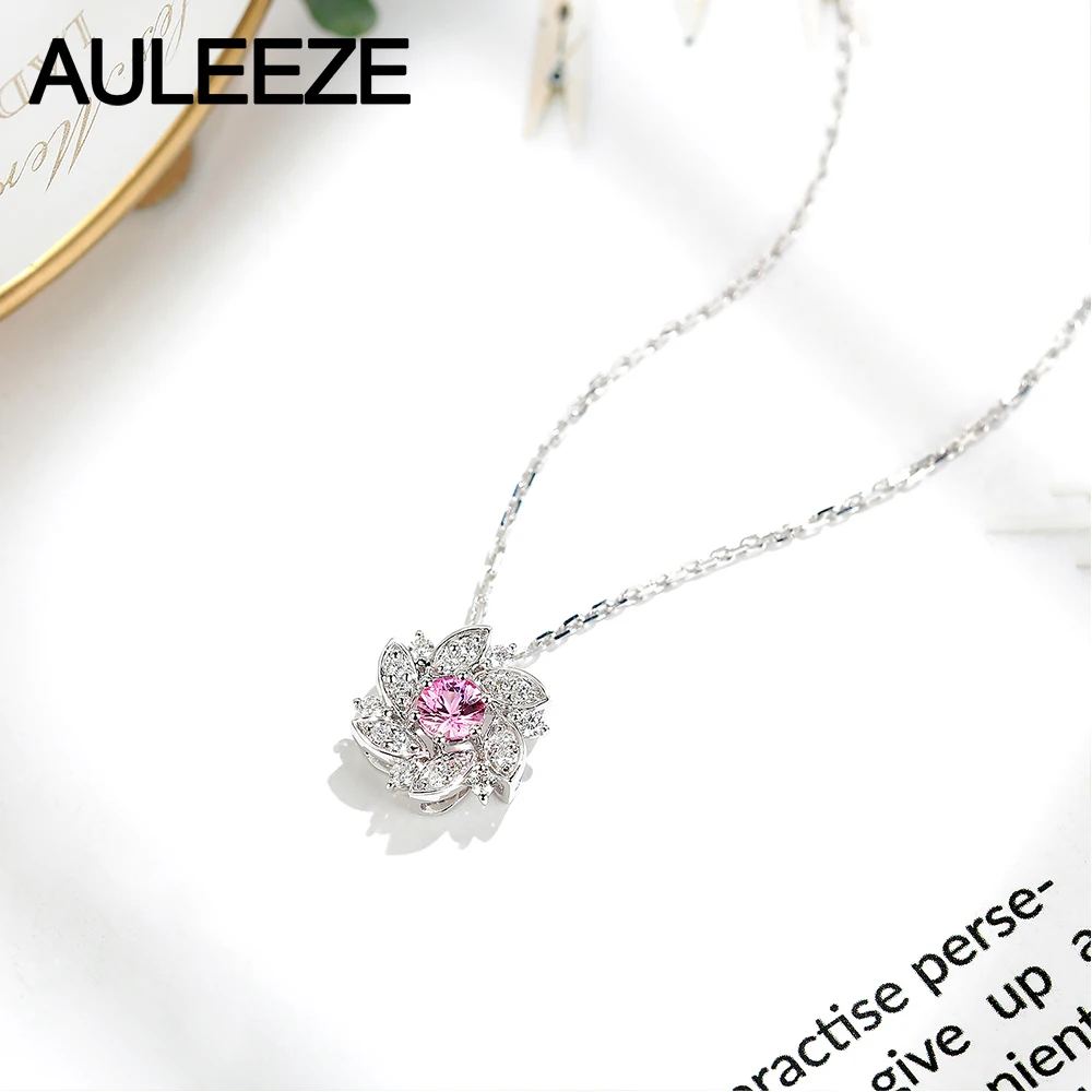 Колье AULEEZE из белого золота 18 карат с подвеской в виде цветка бриллиантов