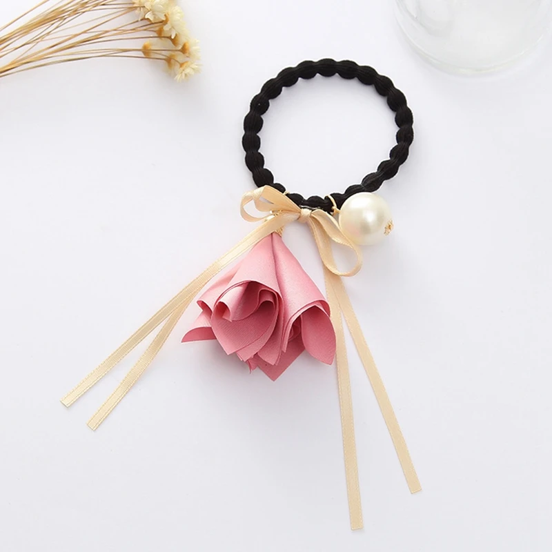 4 шт. Для женщин шифон ленты резинки для волос имитация жемчуг хвост держатель