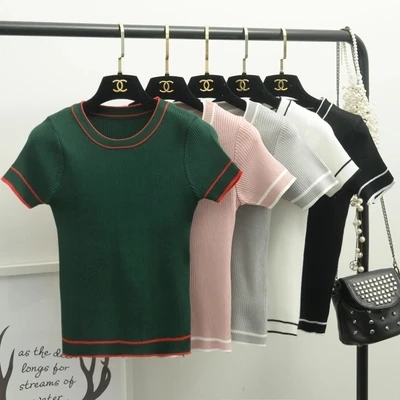 Женская трикотажная футболка с коротким рукавом 2017 | одежда