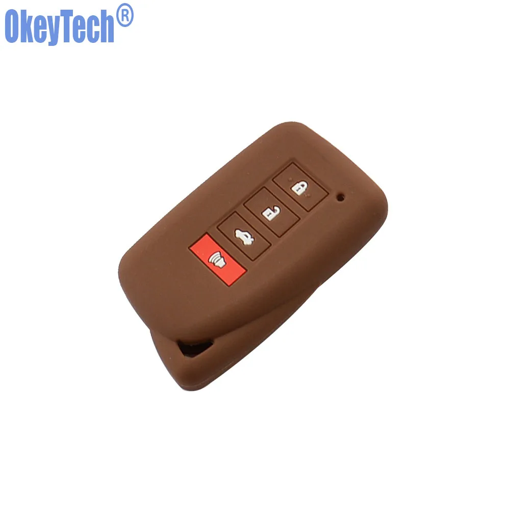 Brown OkeyTech 4 кнопки силиконовый для ключа автомобиля подходит для Lexus NX 200 NX300H RX 350 450H ES 350 GS IS LS GS RC F брелок держатель - Название цвета: Brown