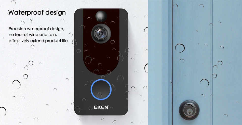 Eken V7 черный 1080P wifi дверной Звонок IP умный беспроводной безопасности пихта детектор движения сигнализация Облачное хранилище дверной звонок, камера