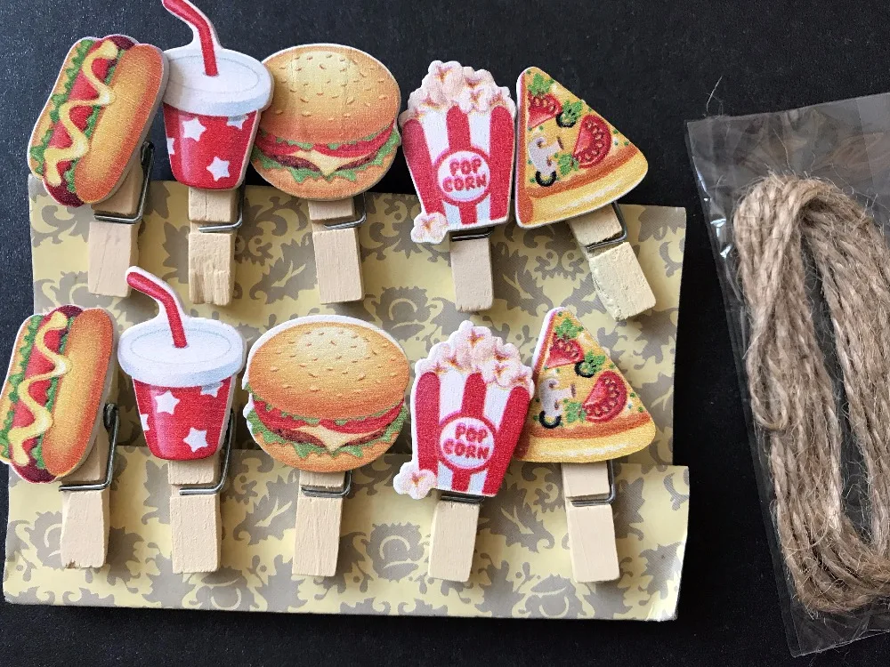 Деревянные колышки для гамбургеров 30 шт. деревянные зажимы фотобумаги открыток с